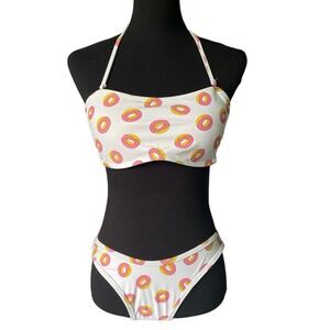 Odd Future Logo Bikini, Size Large, Pink Donut Swimsuit, Trendy Streetwear Y2K